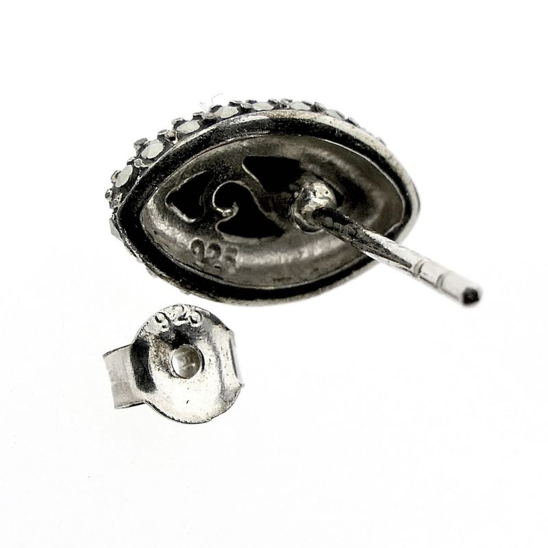 Image 5 of Silver stud earrings with marcasite and garnet