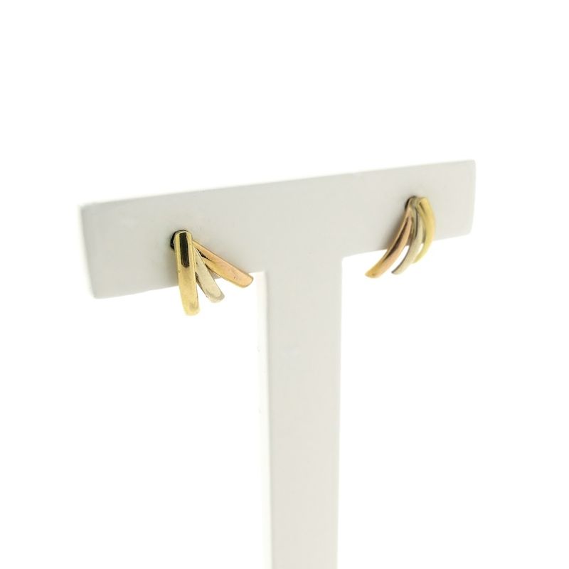 Image 2 of Tricolor gold stud earrings