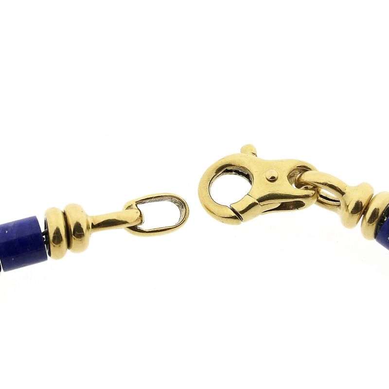 Afbeelding 4 van Gouden armband met lapis lazuli en malachiet | 19,5 cm