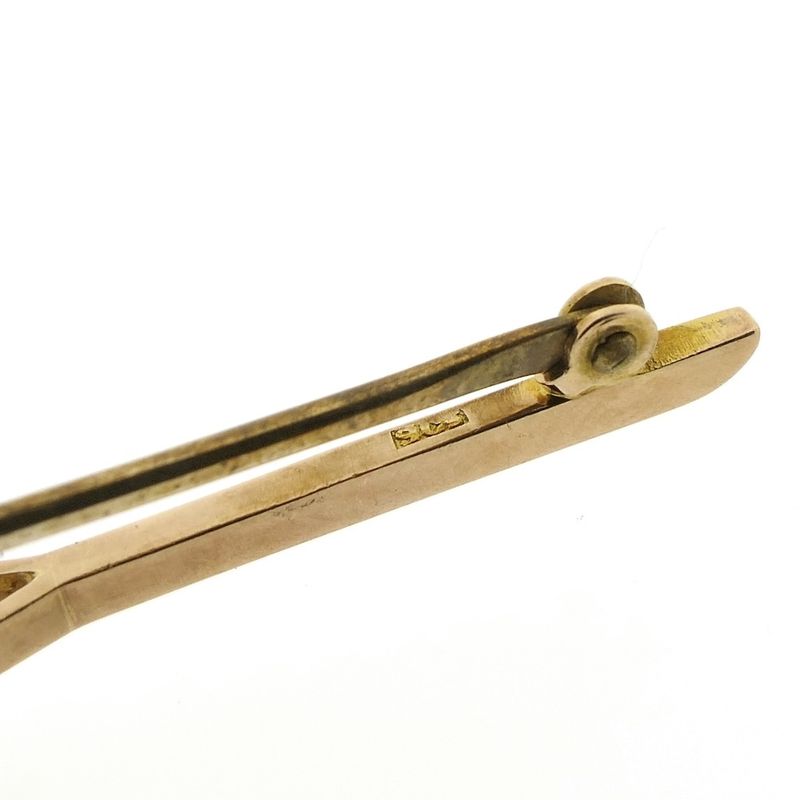 Image 5 of Vintage long rose gold brooch with aquamarine