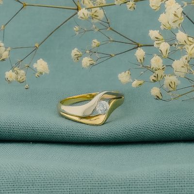 Image 2 of Two-tone gold ring with zirconia