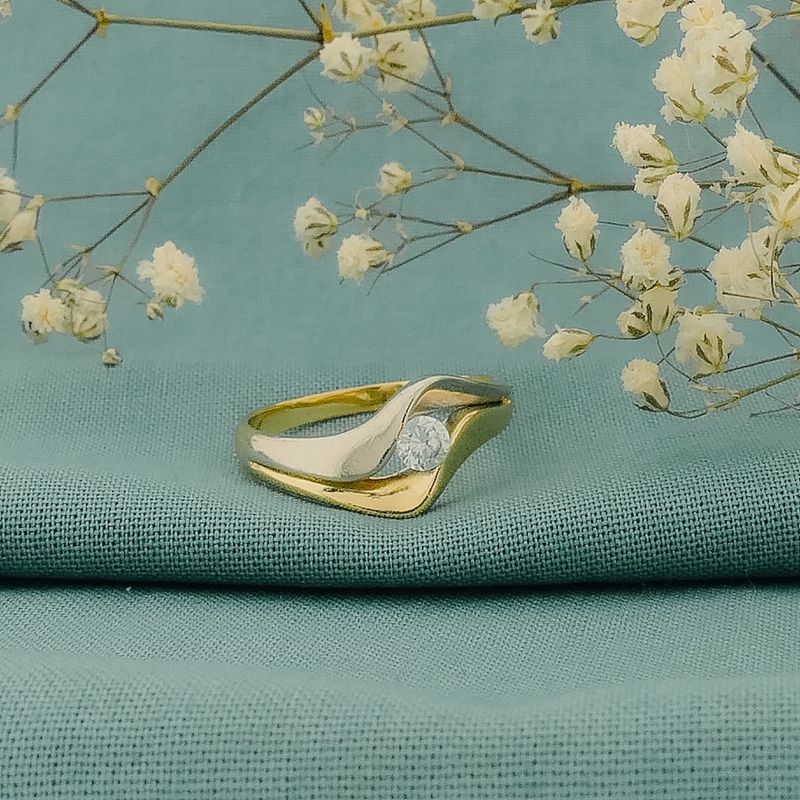 Image 2 of Two-tone gold ring with zirconia