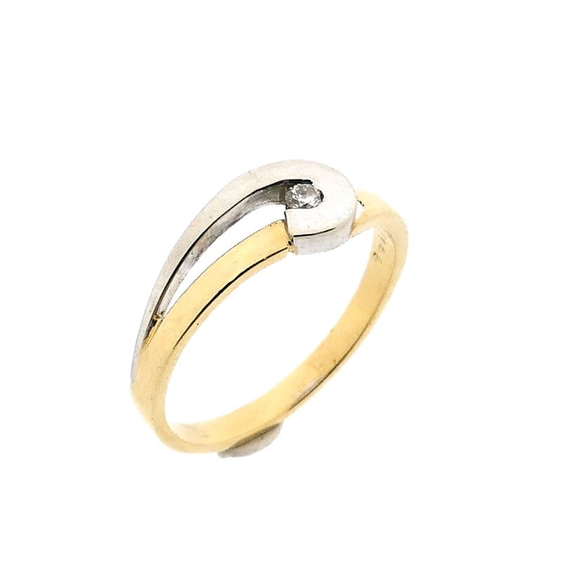 Image 1 of Bicolor Gold Ring; Diamond 0.04 ct.; 14 Carat; Size 17.5