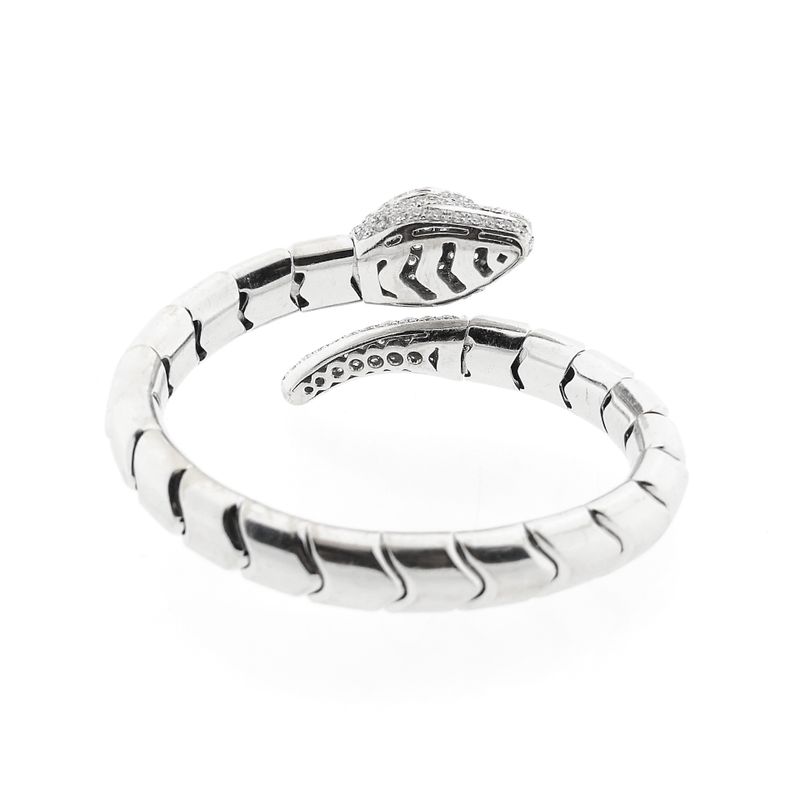 Image 5 of Leo Pizzo white gold 'Serpentine' cuff bracelet with diamonds; Size XS