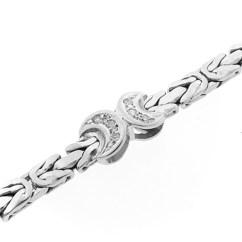 Image 7 of White gold flat king bracelet with fixed charms and 0.24 ct diamond.