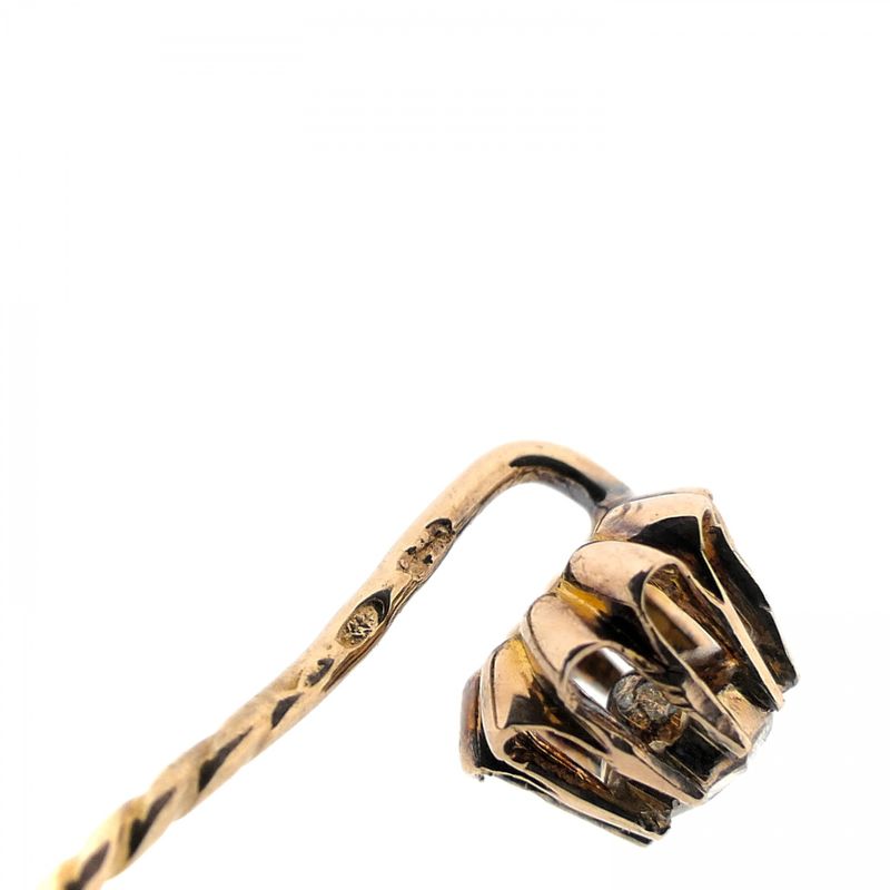 Image 5 of Gold lapel pin with diamond; approx. 0.10 ct.