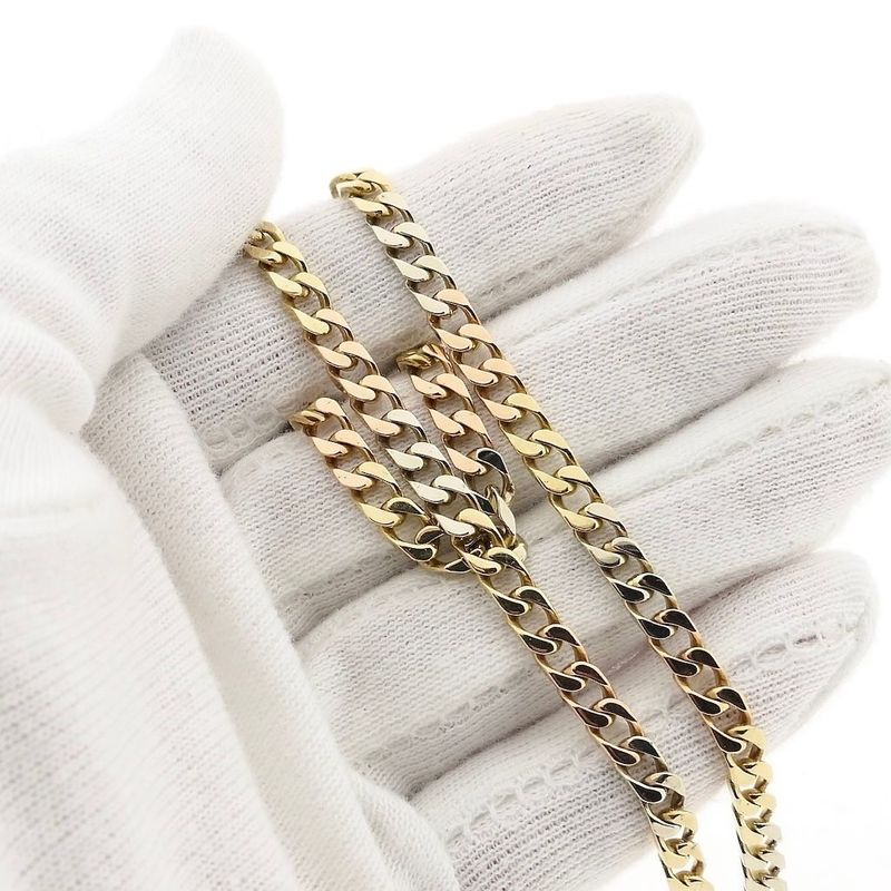 Afbeelding 8 van Tricolor gouden gourmetschakel ketting