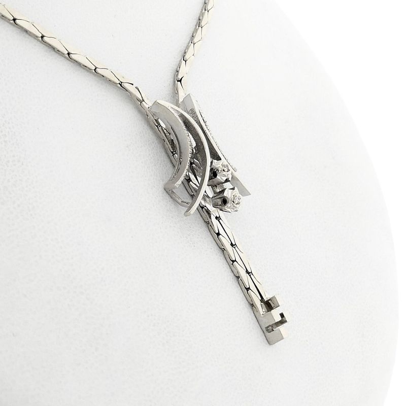 Afbeelding 7 van Witgouden ketting met vaste hanger; Saffier