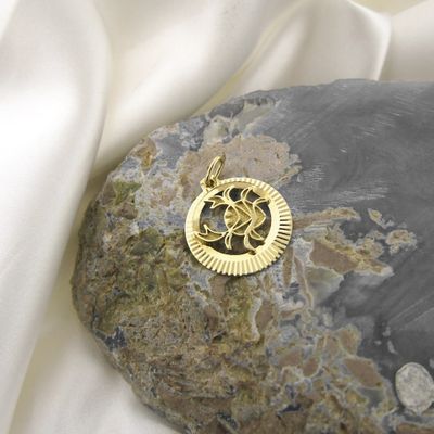 Image 2 of Gold zodiac sign pendant; Cancer