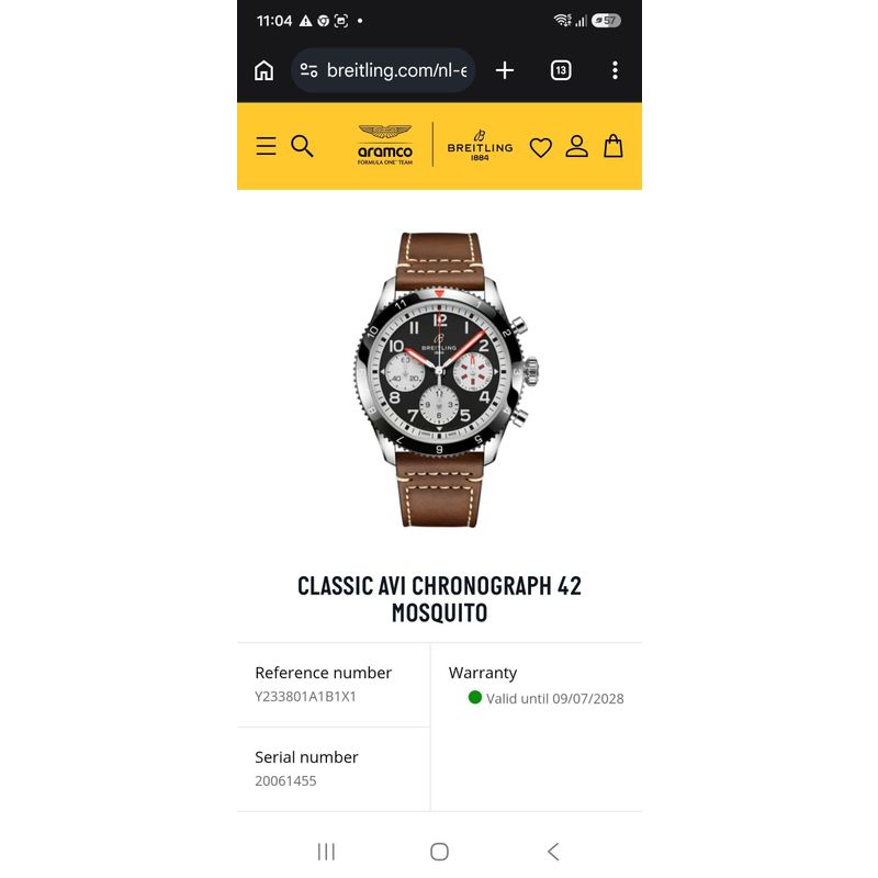 Image 14 of Breitling Classic AVI 'Mosquito' Chronograph; Automatic Men's Watch