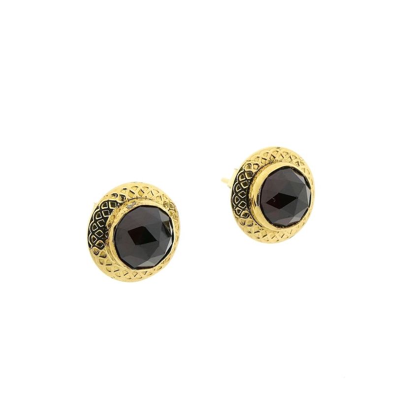 Image 4 of Vintage gold stud earrings with garnet