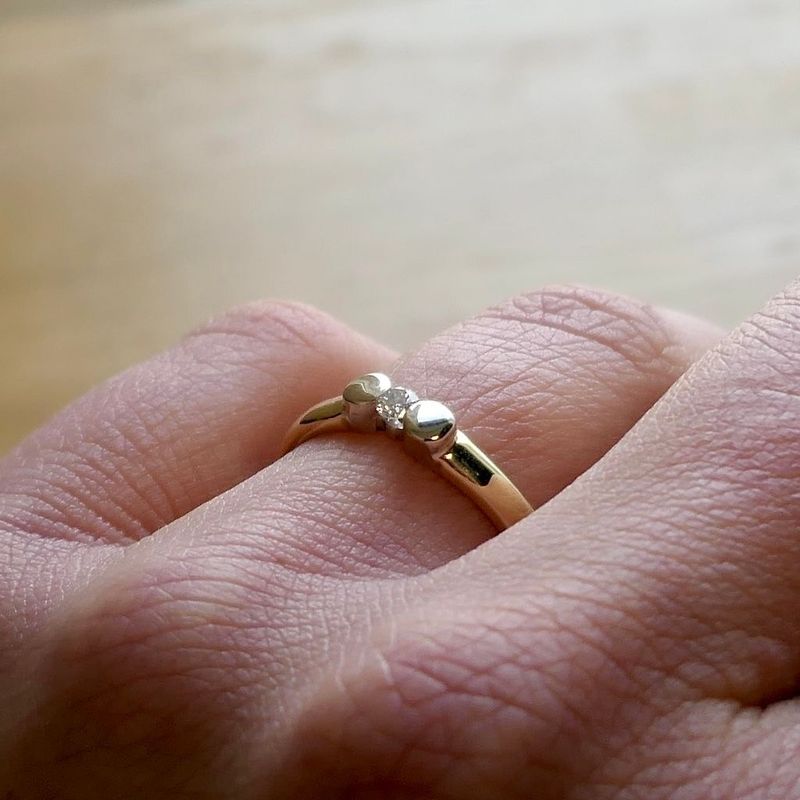 Image 7 of Two-tone gold ring with diamond; 0.07 ct.