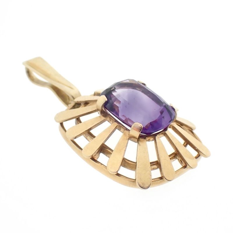 Image 5 of Gold pendant with large amethyst