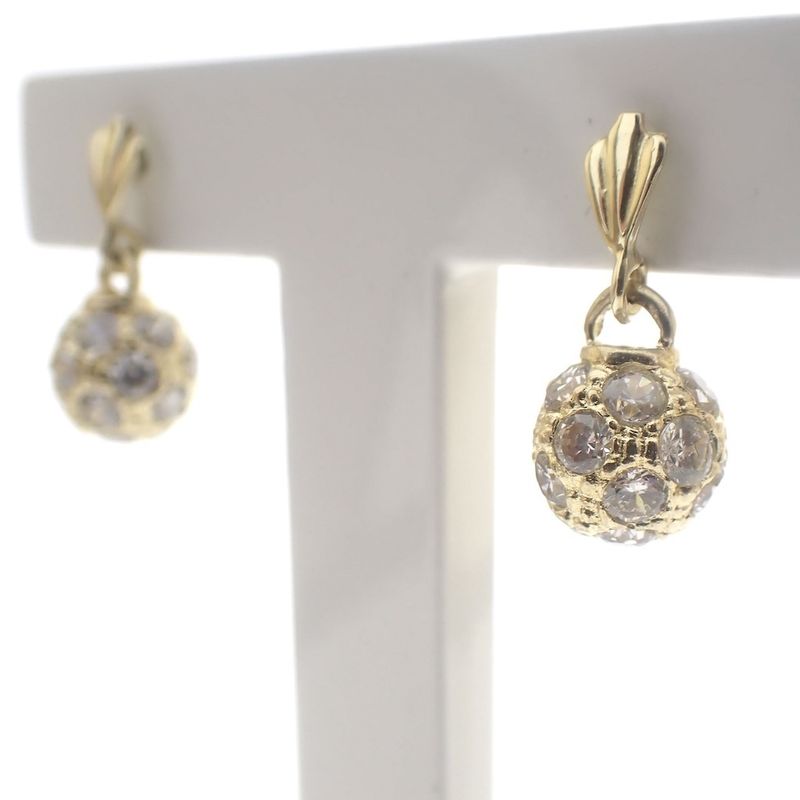 Image 4 of Gold ball earrings with zirconia