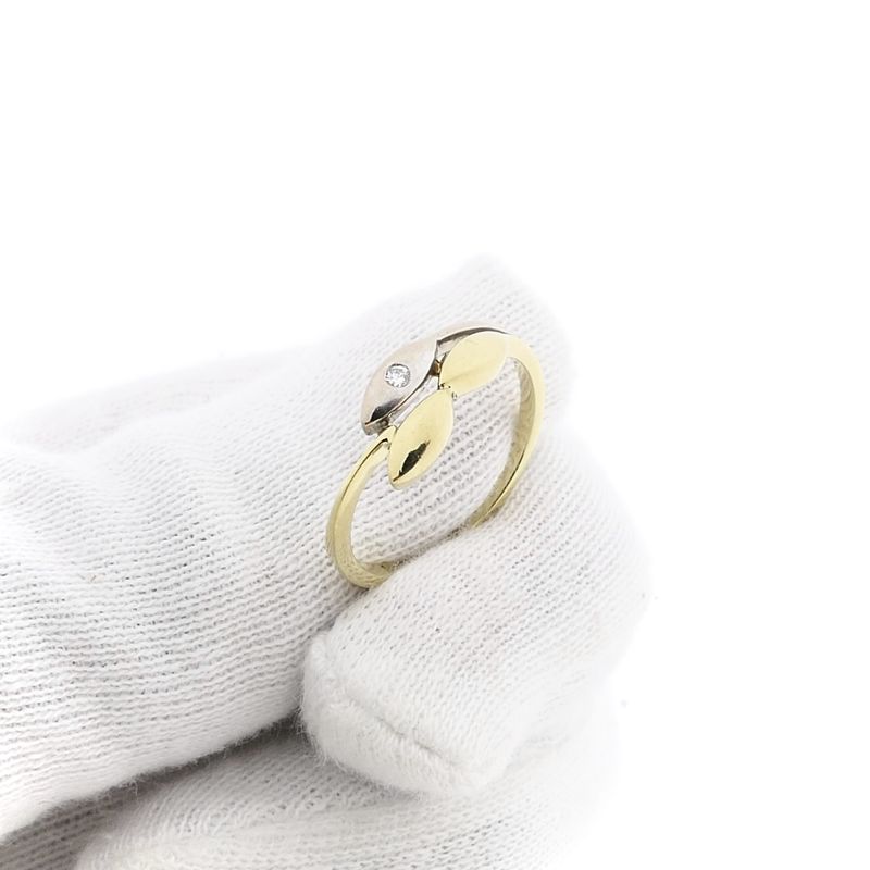 Afbeelding 9 van Bicolor gouden ring met diamant; 0,015 ct. 