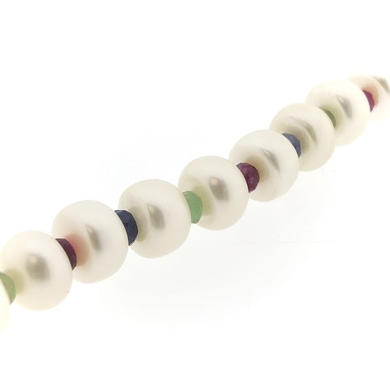 Image 7 of 9 carat pearl necklace with ruby, sapphire, and emerald | 46 cm