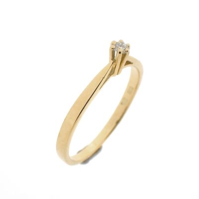 Gold solitaire ring with diamond | 0.04 ct. Image 1 of Gold solitaire ring with diamond | 0.04 ct.