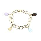 Image 1 of Gold link bracelet with topaz and smoky quartz.