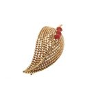 Image 2 of Vintage gold feather brooch with red coral | 18 carats