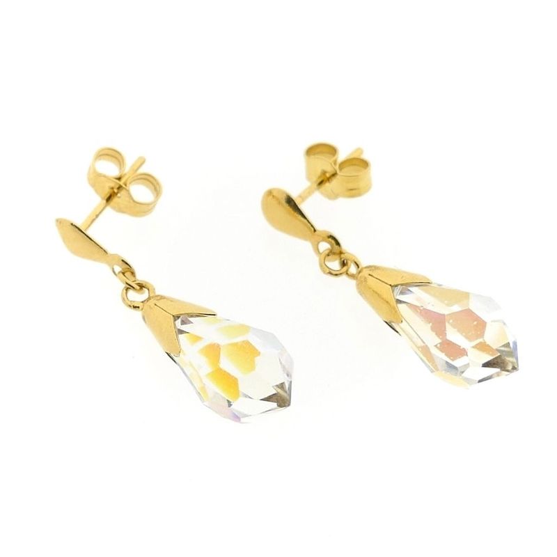 Image 6 of Gold stud earrings with crystal