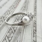 Image 6 of White gold ring with pearl and diamonds | 0.0015 ct.
