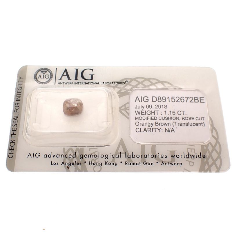 Image 1 of 1.15 ct. Rose cut diamond Orange brown N/A + AIG Certificate