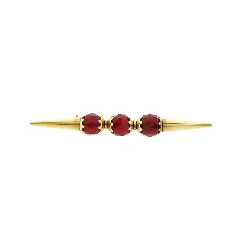 Afbeelding 1 van Vintage gouden broche met carneool