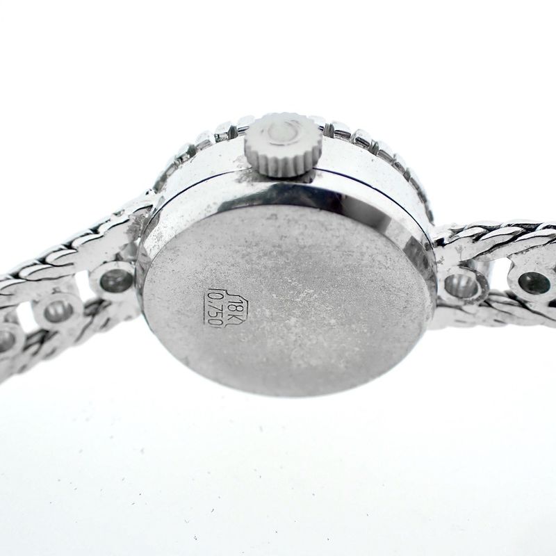 Image 8 of Omega vintage dress watch; 18k white gold women's watch with diamonds