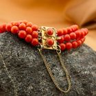 Image 2 of Antique red coral bead bracelet with gold decorative clasp