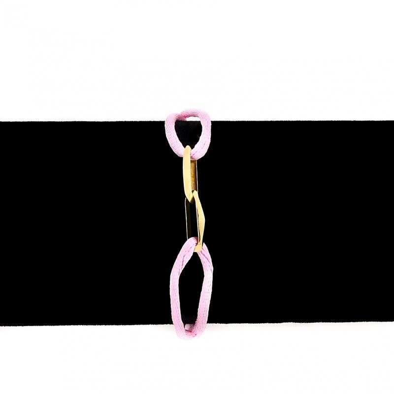Image 10 of Forever Knots® Handmade Pink Satin Bracelet with Gold Link