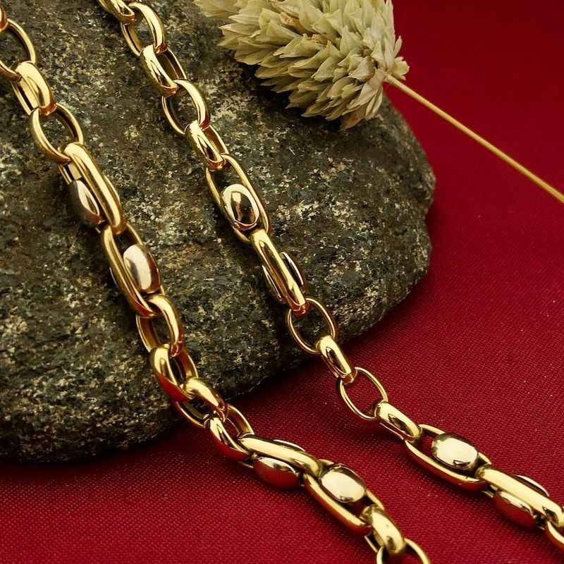 Image 8 of Two-tone gold anchor link necklace
