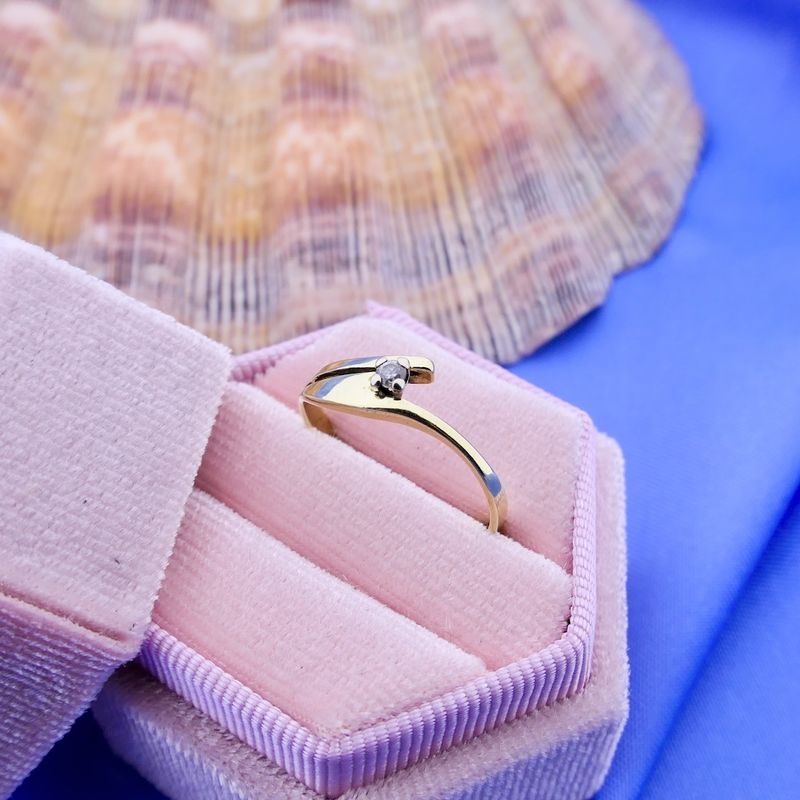 Image 6 of Gold solitaire ring with zirconia