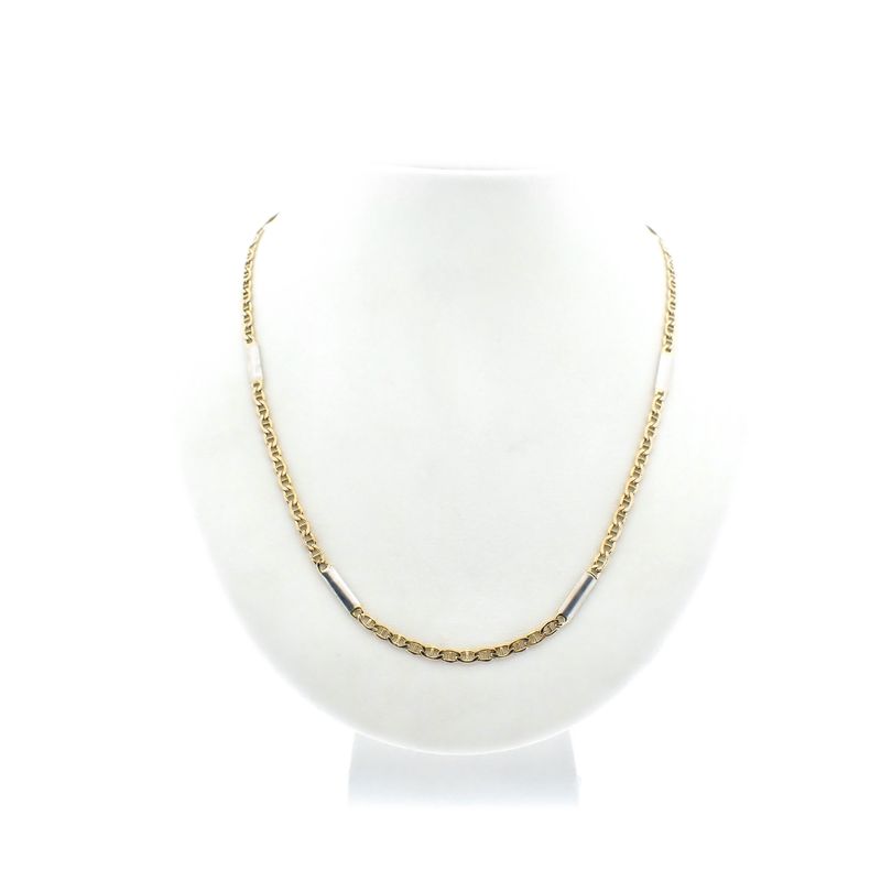Image 1 of Two-tone gold navy link necklace | 51 cm
