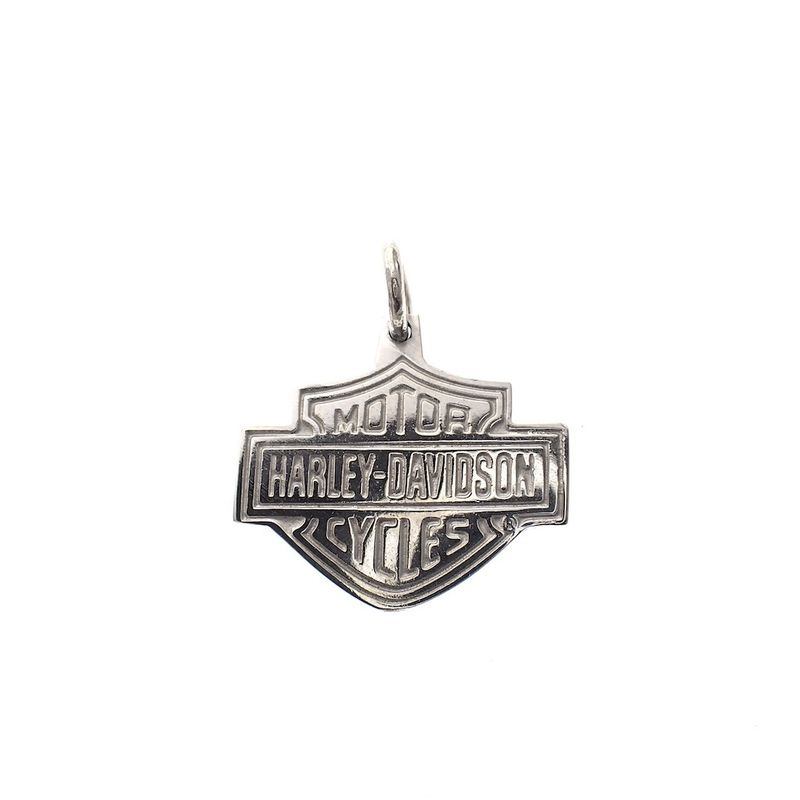 Image 4 of White gold Harley Davidson necklace pendant