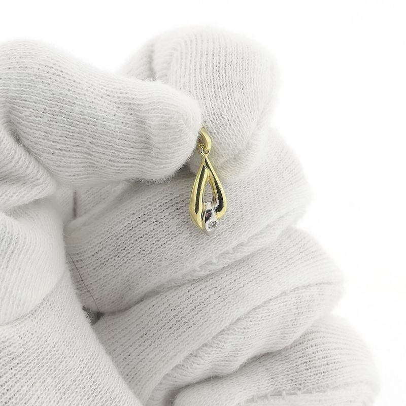 Image 8 of Two-tone gold minimalist pendant with diamond | 0.005 ct.