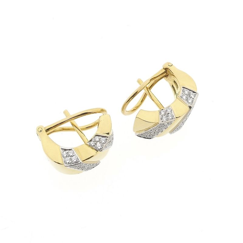 Image 10 of Gold stud earrings set with diamonds; 0.70 ct.