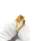 Image 7 of Gold solitaire ring with citrine and diamond; 0.08 ct.