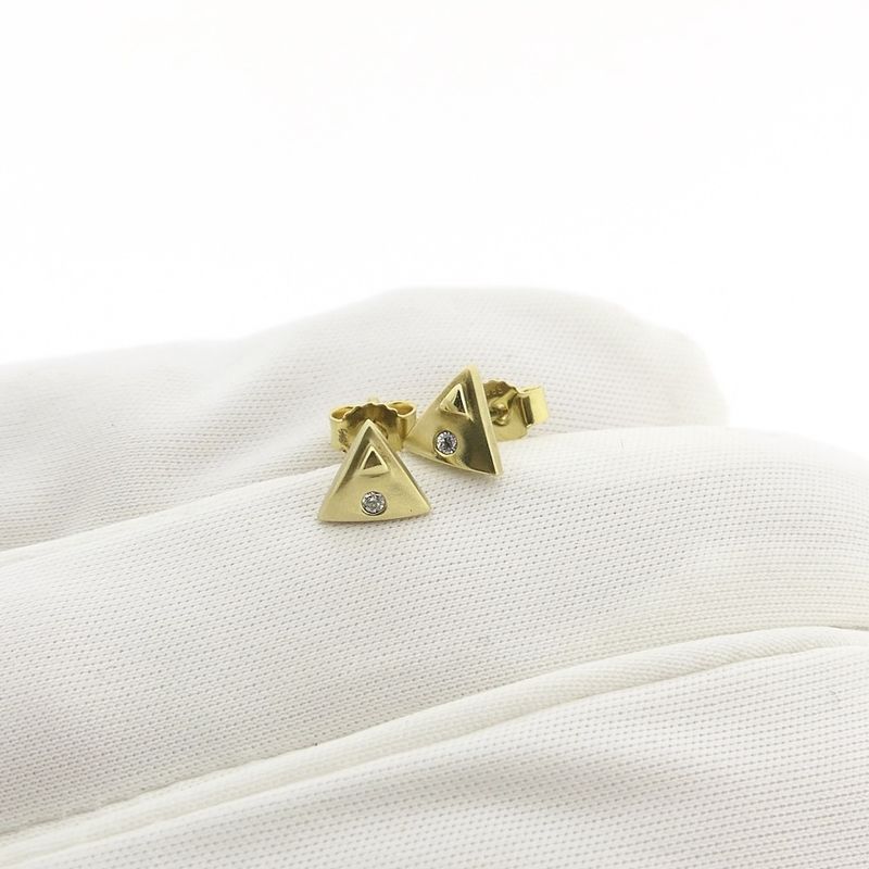 Image 7 of Gold stud earrings with zirconia