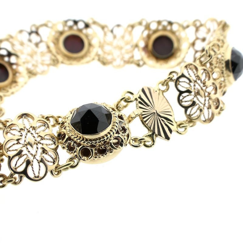 Image 2 of Antique gold boat bracelet with garnet