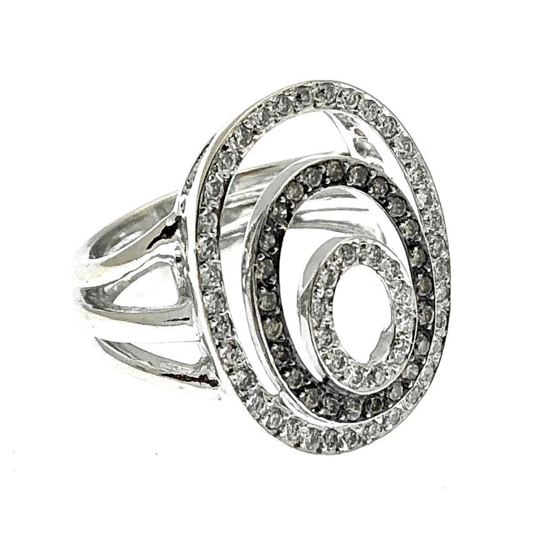 Image 4 of 18 K. White gold ring with white & black diamonds 0.72 ct.