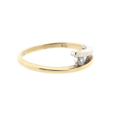 Two-tone gold ring with diamond; 0.07 ct. Image 1 of Two-tone gold ring with diamond; 0.07 ct.