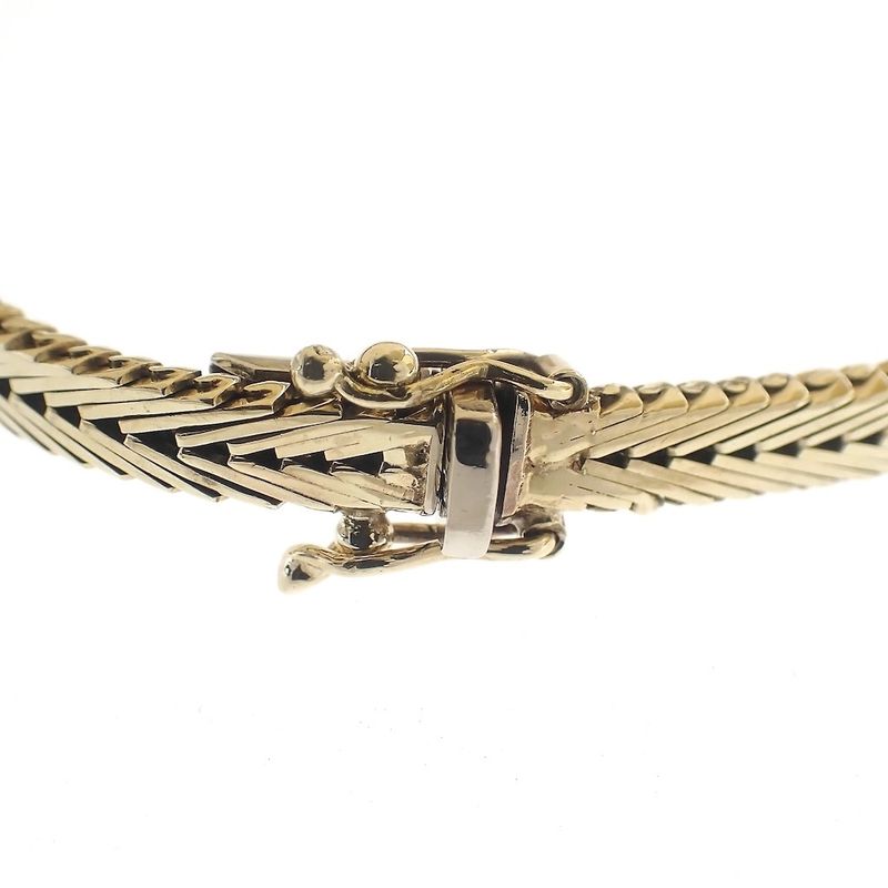 Image 9 of Gold herringbone link bracelet with diamonds; 0.28 ct.