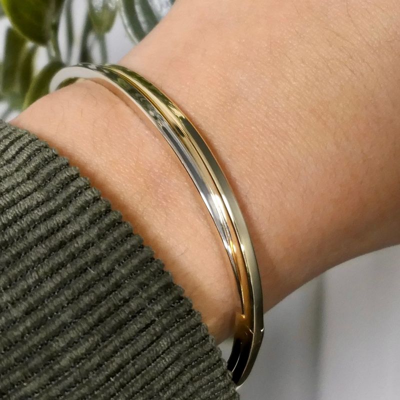 Image 11 of Two-tone gold slave bracelet; Size M/L