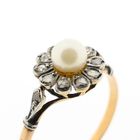 Image 3 of Bicolor Gold Ring with Cultured Pearl and Diamond; approx. 0.10 ct.
