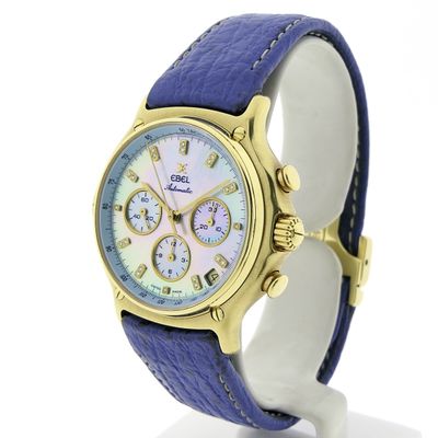 Image 2 of Ebel 1911 El Primero Chronograph; 18k gold watch with mother-of-pearl dial and diamonds