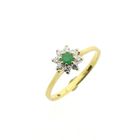 Image 1 of Gold subtle entourage ring with 0.08 ct. diamond & emerald