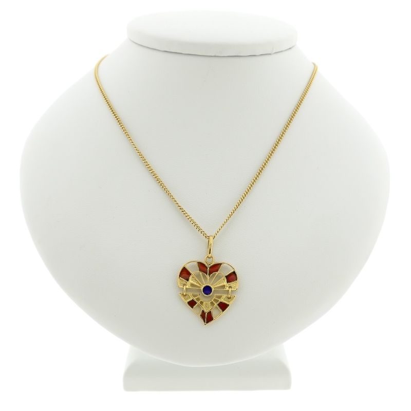 Image 8 of Gold heart pendant with colored enamel