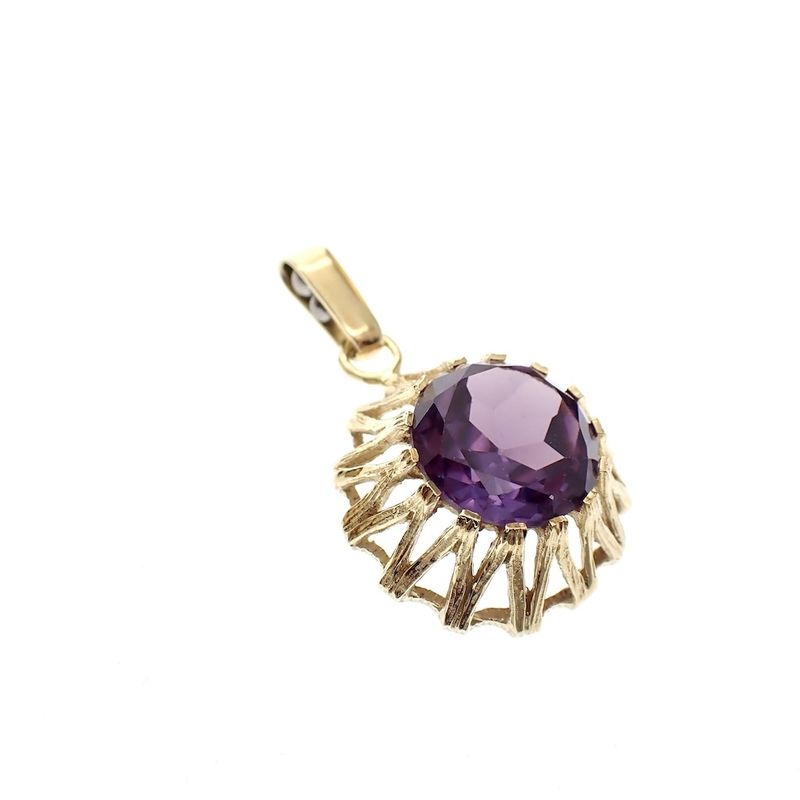 Image 2 of Gold pendant with large amethyst