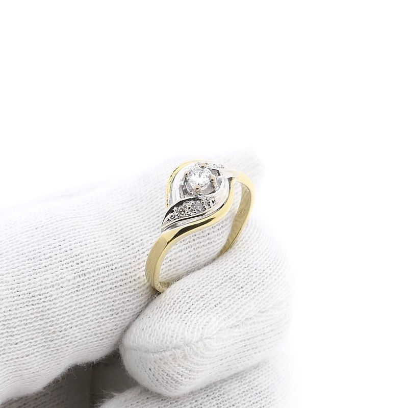 Image 9 of Bicolor Gold Ring with 0.18 ct Diamond; 14K; Size 17.75