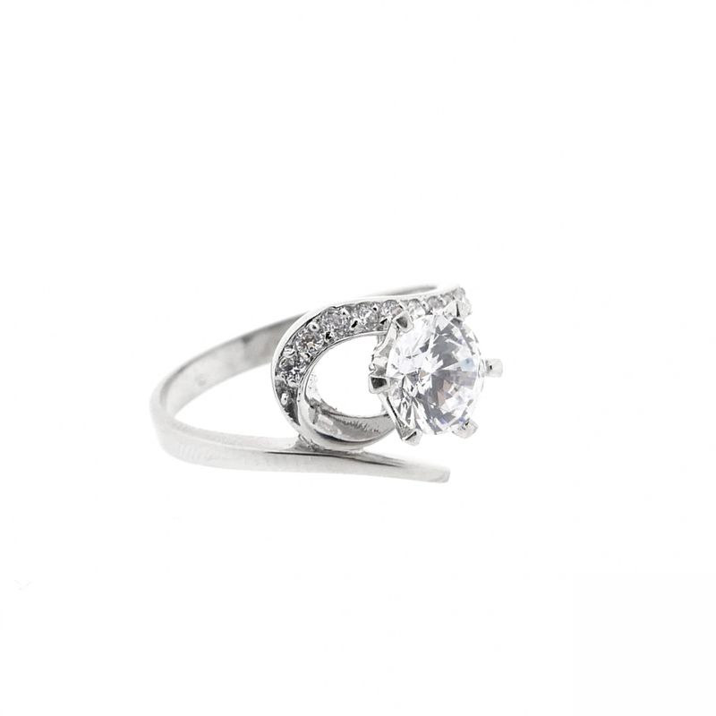 Image 5 of White gold solitaire ring with zirconia.